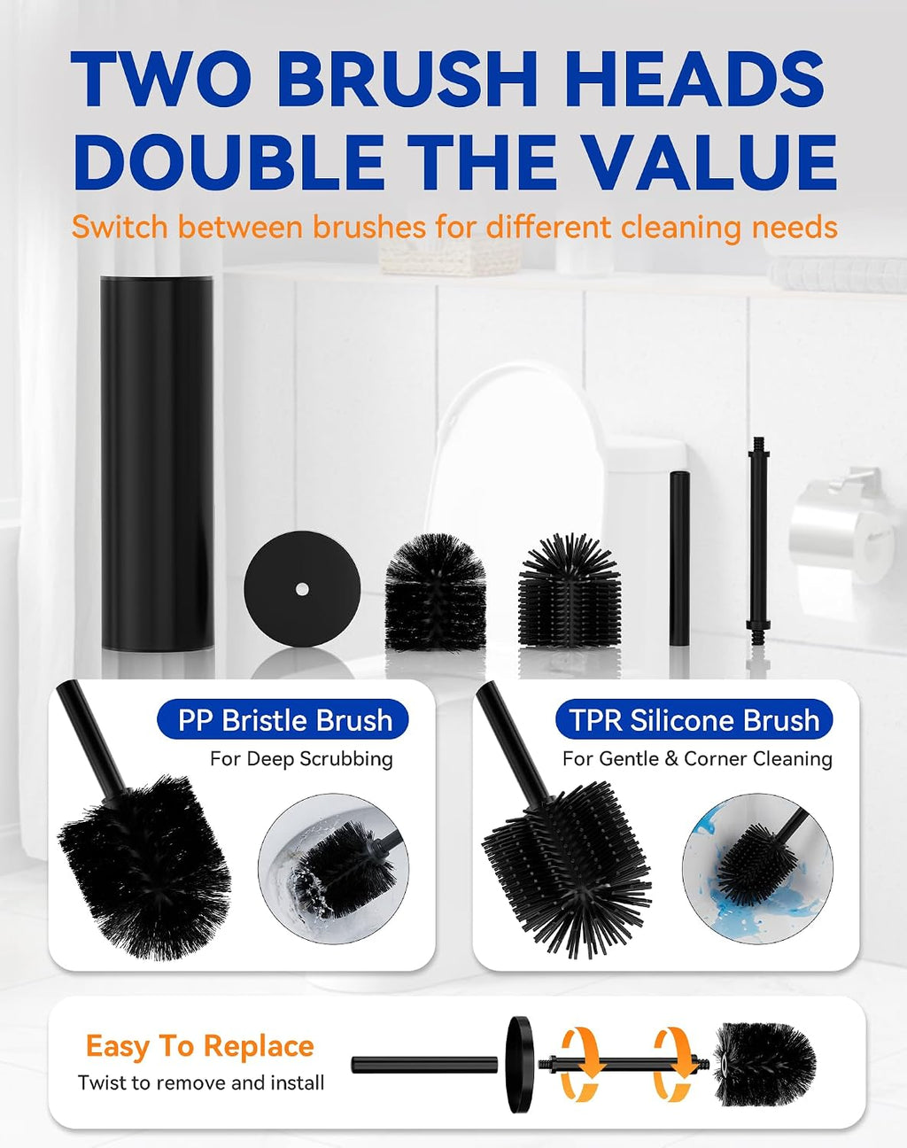 Dowry Toilet Bowl Brush and Holder Set for Bathroom 304 Stainless Steel