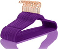 MIZGI Velvet Hangers 50 Pack Non Slip Heavy Duty Dark Purple Rose Gold Hook