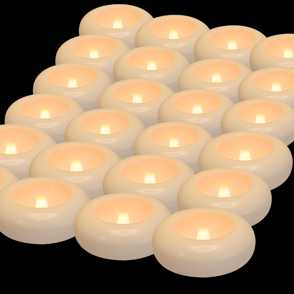 24 LED Floating Candles, 2" Flameless Tealights, 3D Wick Wedding