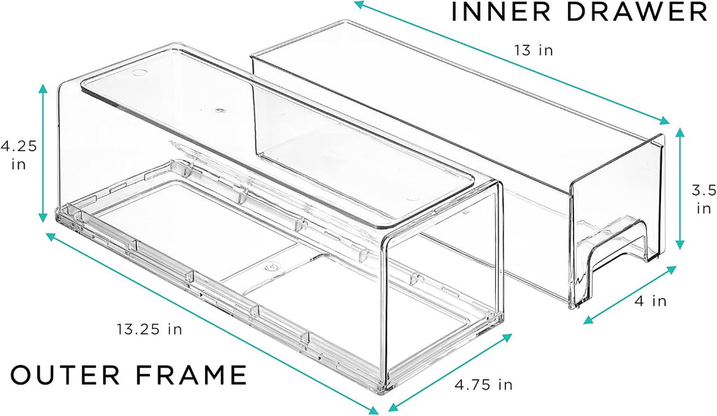 Sorbus Small Clear Stackable Drawers, Plastic Storage with Handles - Craft, Clothes, Medicine, Makeup, Closet, Art Supply, Bathroom, Shoe, Toy Organizer (2 Pack Wide)