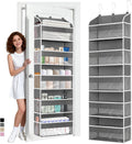 Gray 5 Layers Over The Door Organizer, Heavy Duty Hanging Organizer with Clear Window, 5 Large Pockets & 10 Mesh Side Pockets for Bedroom, Bathroom, Pantry, Nursery, Stores Shoes, Diapers
