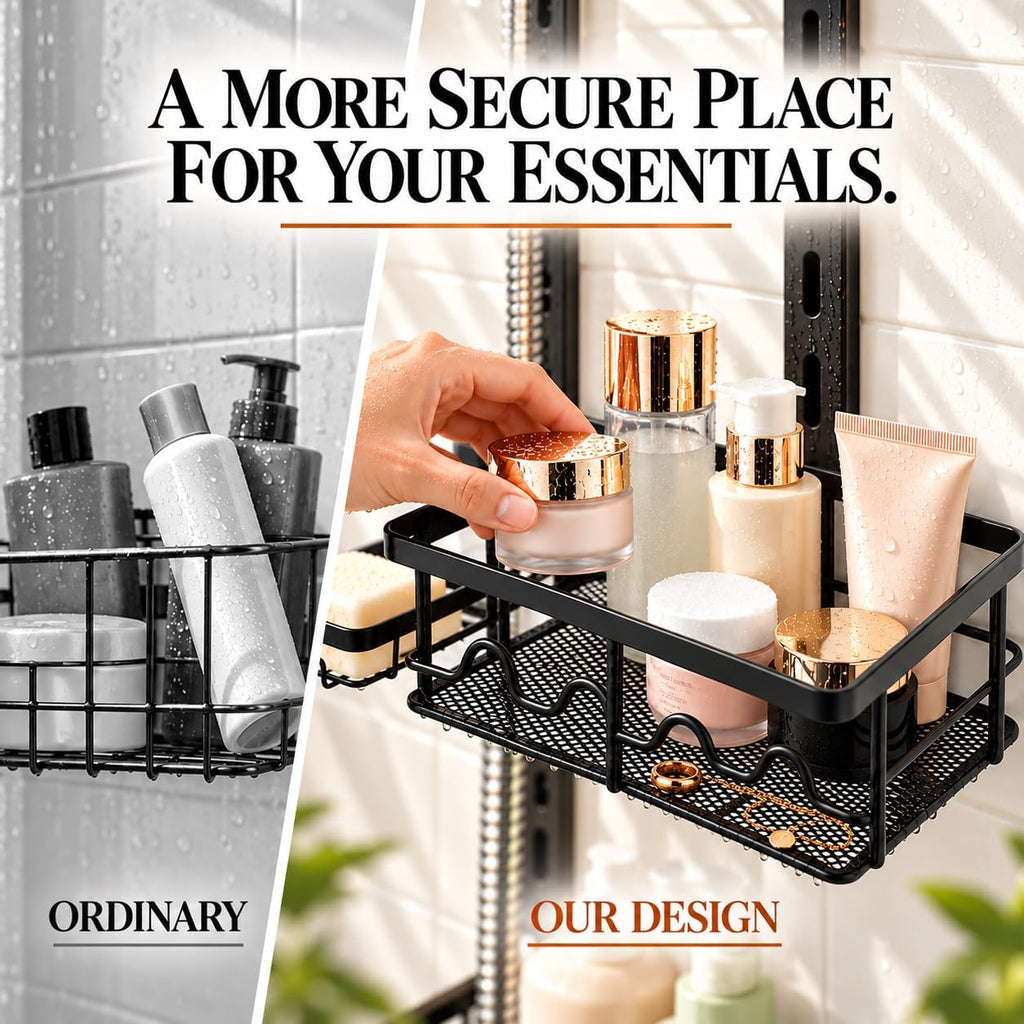 Extra Large Shower Caddy Hanging, Rust-Resistant Shower Organizer Hanging, 3 Tier Height-Adjustable Over the Head Caddy, Rack with Soap Basket (Black)