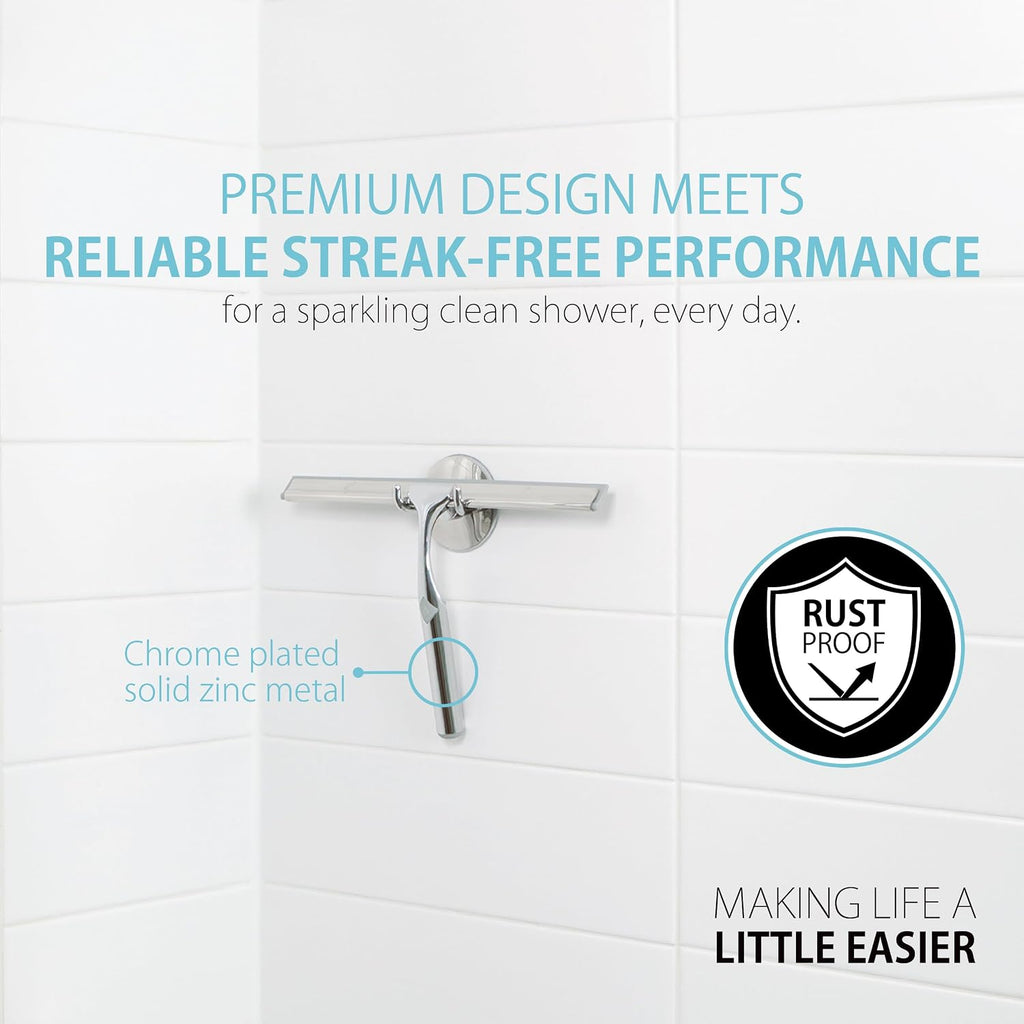 Better Living Deluxe Shower Squeegee, 10" Blade, Chrome