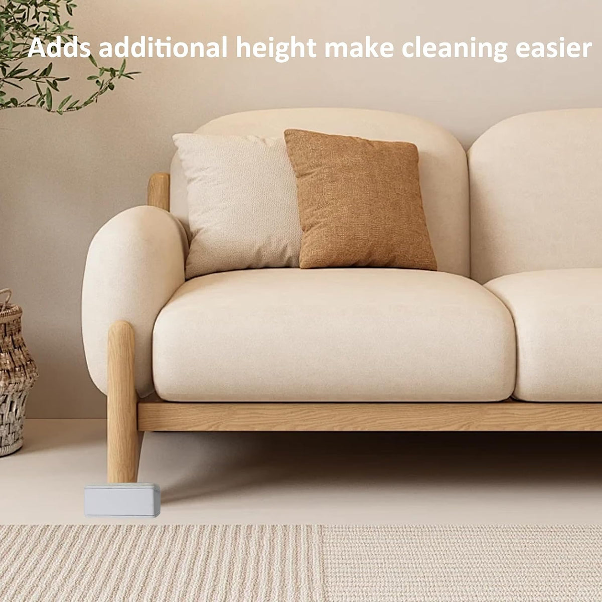 4PCS 2Inch Self-Adhesive Square Furniture Riser, White Carbon Steel Bed Table Sofa Lift Riser, Heavy Duty Couch Cabinet Riser, Adds 2Inch Height with Felt Pad