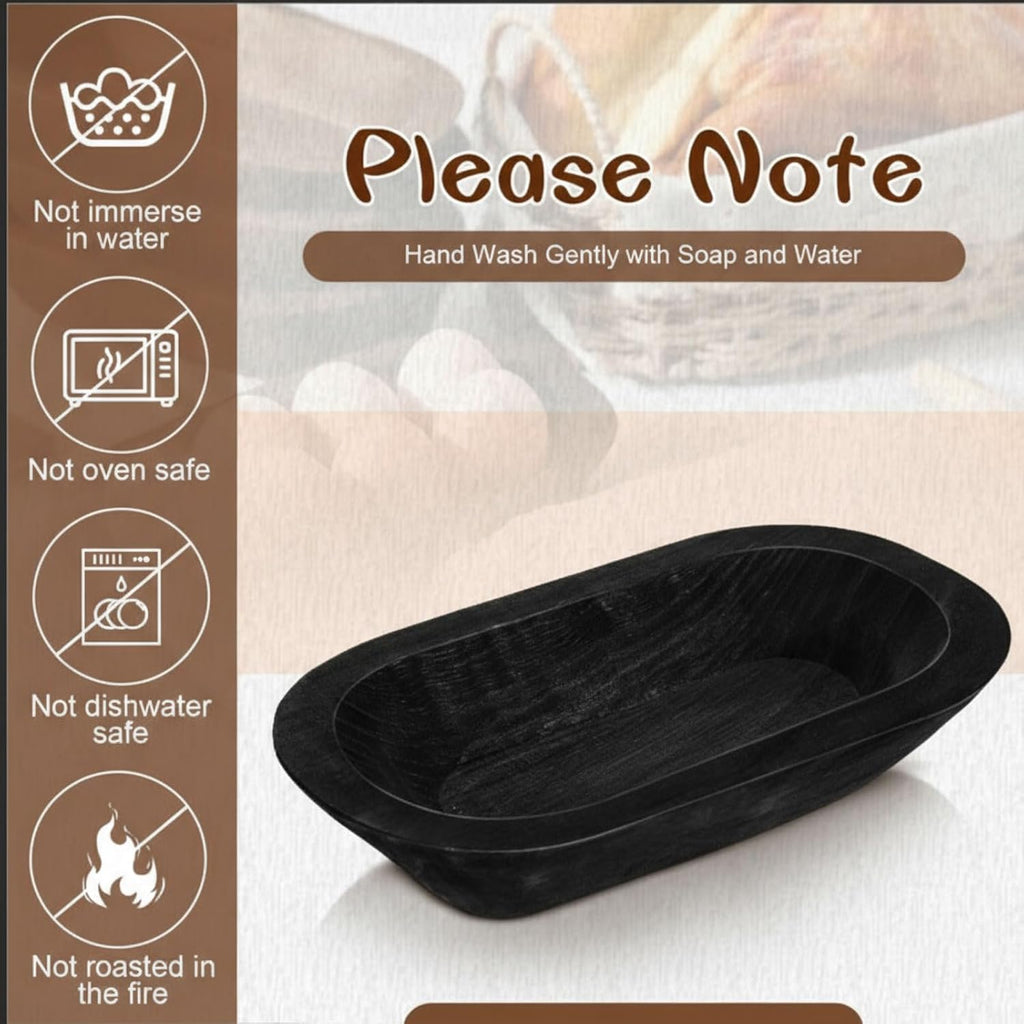 Nuogo 20 Pcs Wooden Dough Bowls Bulk 8.6 Inch Rustic Vintage Hand Carved Wood Dough Bowls Dining for DIY Home Crafts Making Farmhouse Fruits Supplies(Black)