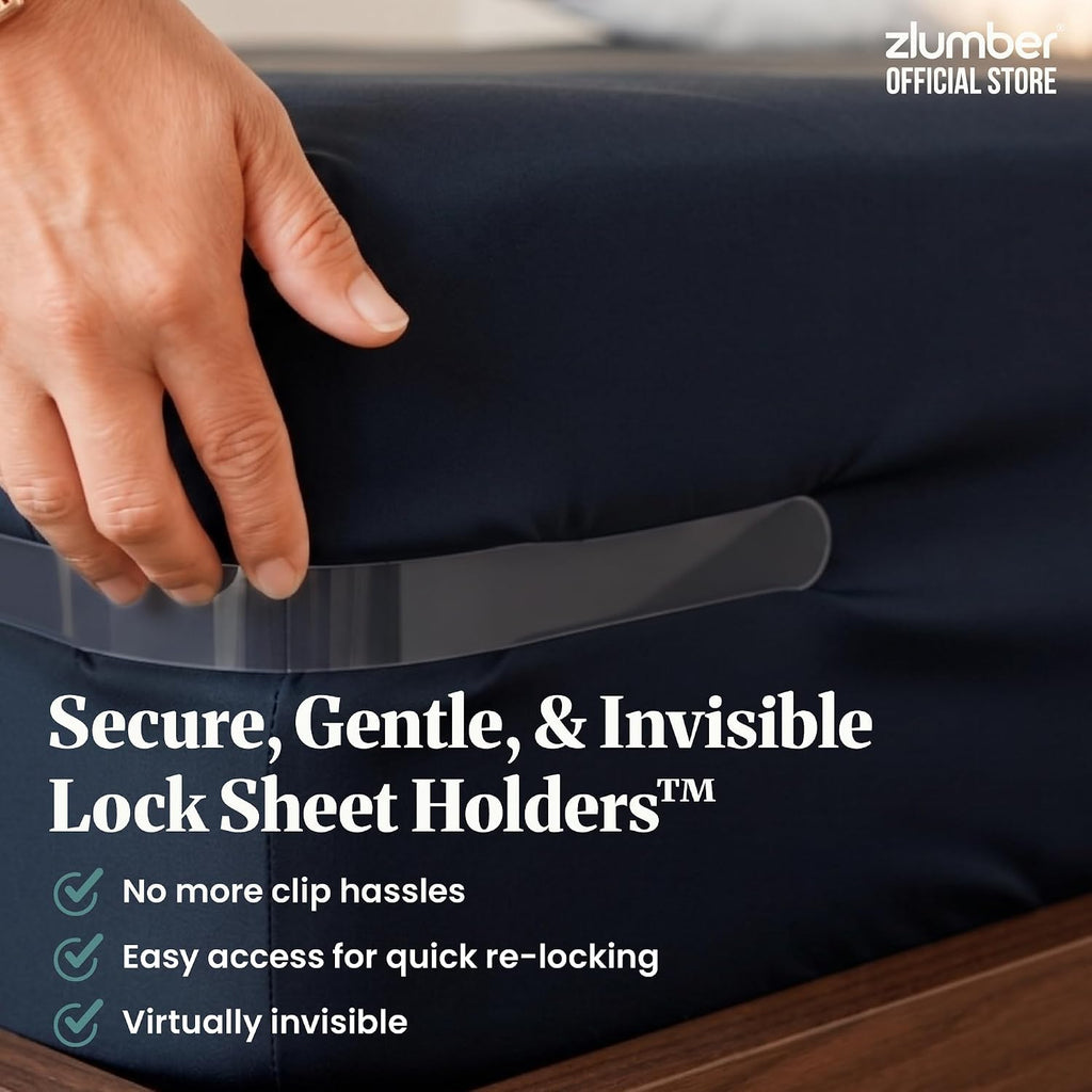 ZlumberLock US Patented Bed Sheet Holders for Corners, 4-Pack