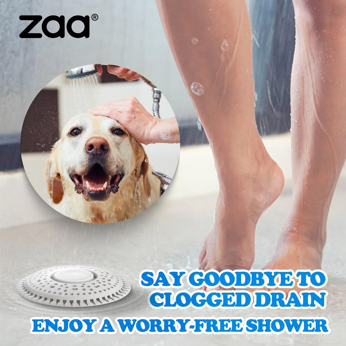 Shower Drain Hair Catcher 5.5" Silicone Drain Cover for Flat Floor Drains