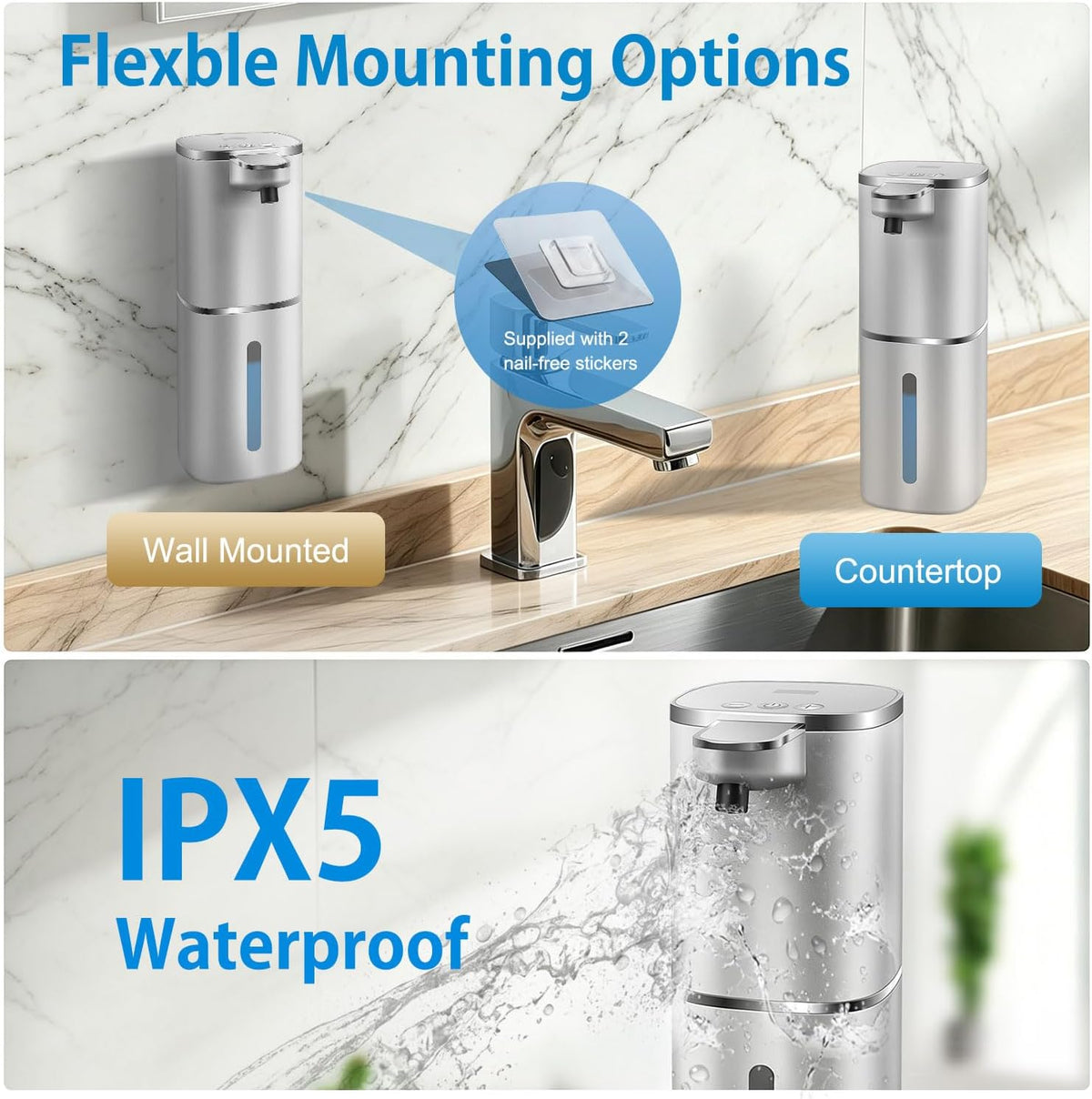 Automatic Liquid Soap Dispenser, Touchless, Digital Display, Rechargeable