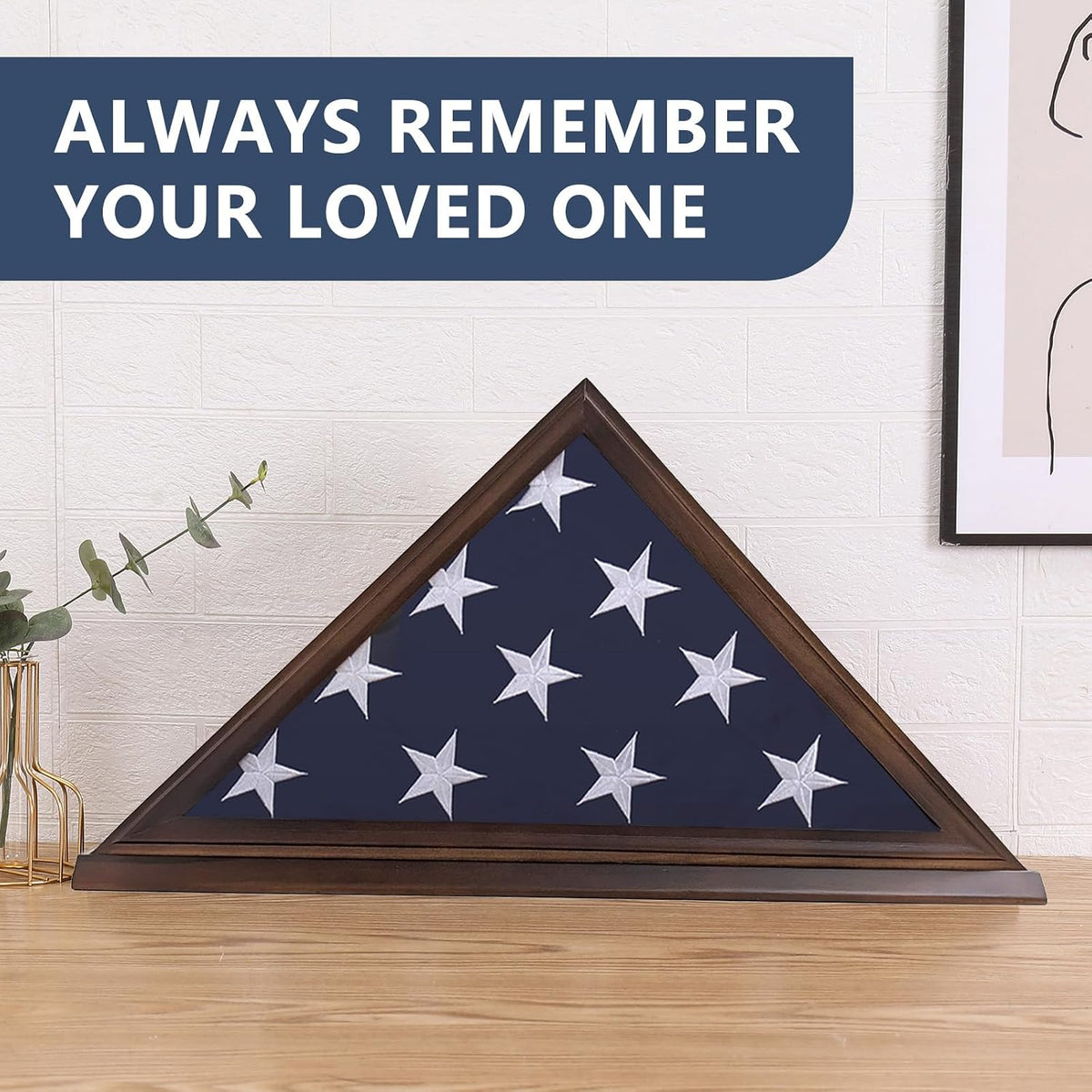 Flag Display Case for 5'x9.5' Burial Flag, Solid Wood, Walnut Color