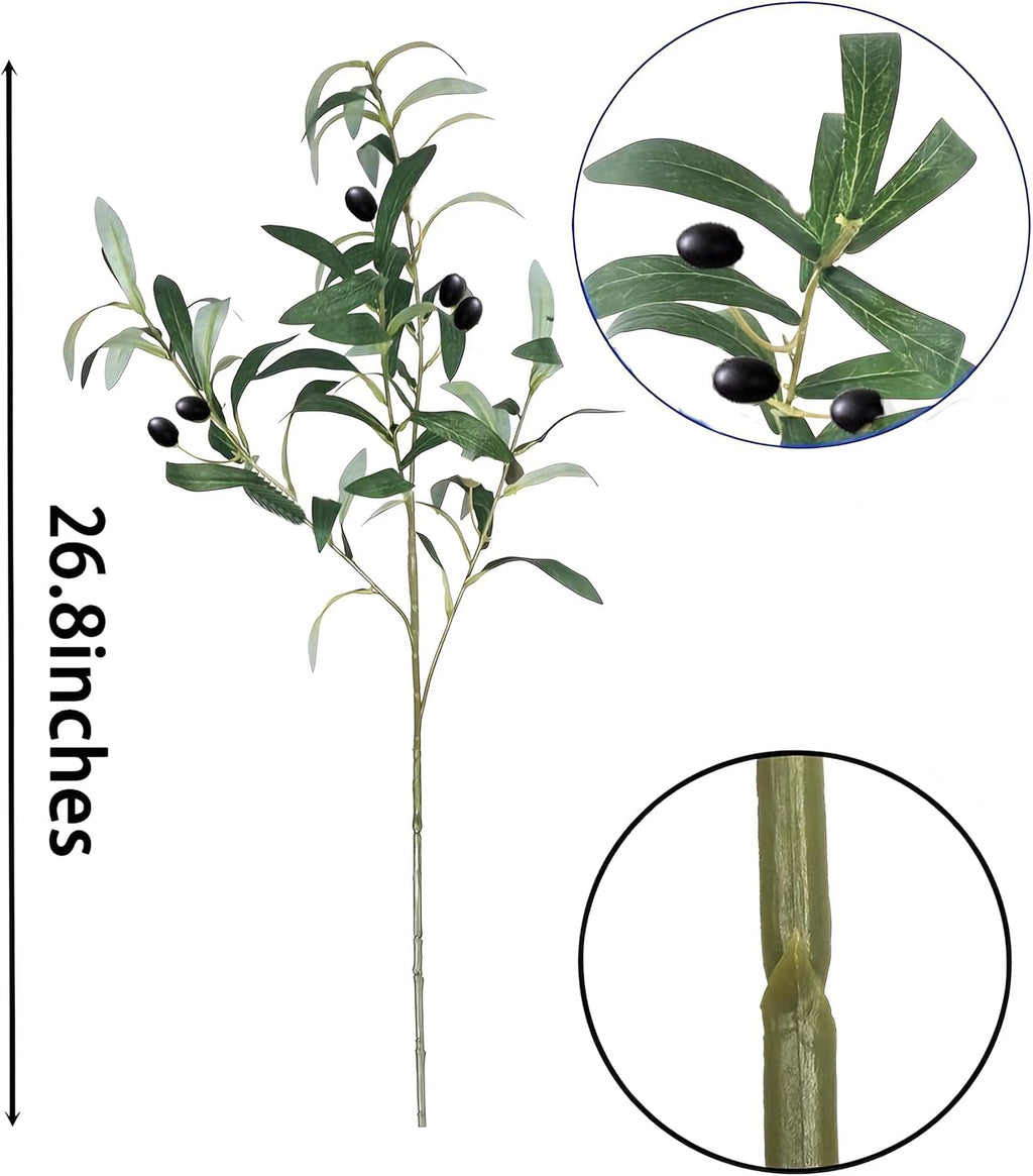 8 Pcs 26.8 Inch Artificial Olive Leaves Long Stems Fake Eucalyptus Plant Branches for DIY Floral Crafts Arrangement Vase Bouquets Wedding Greenery Decor