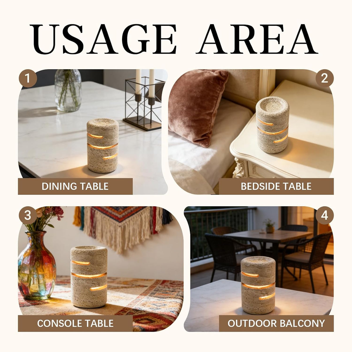 Marmor Marble Touch Lamp, Rechargeable Cordless Natural Stone Table Lamp