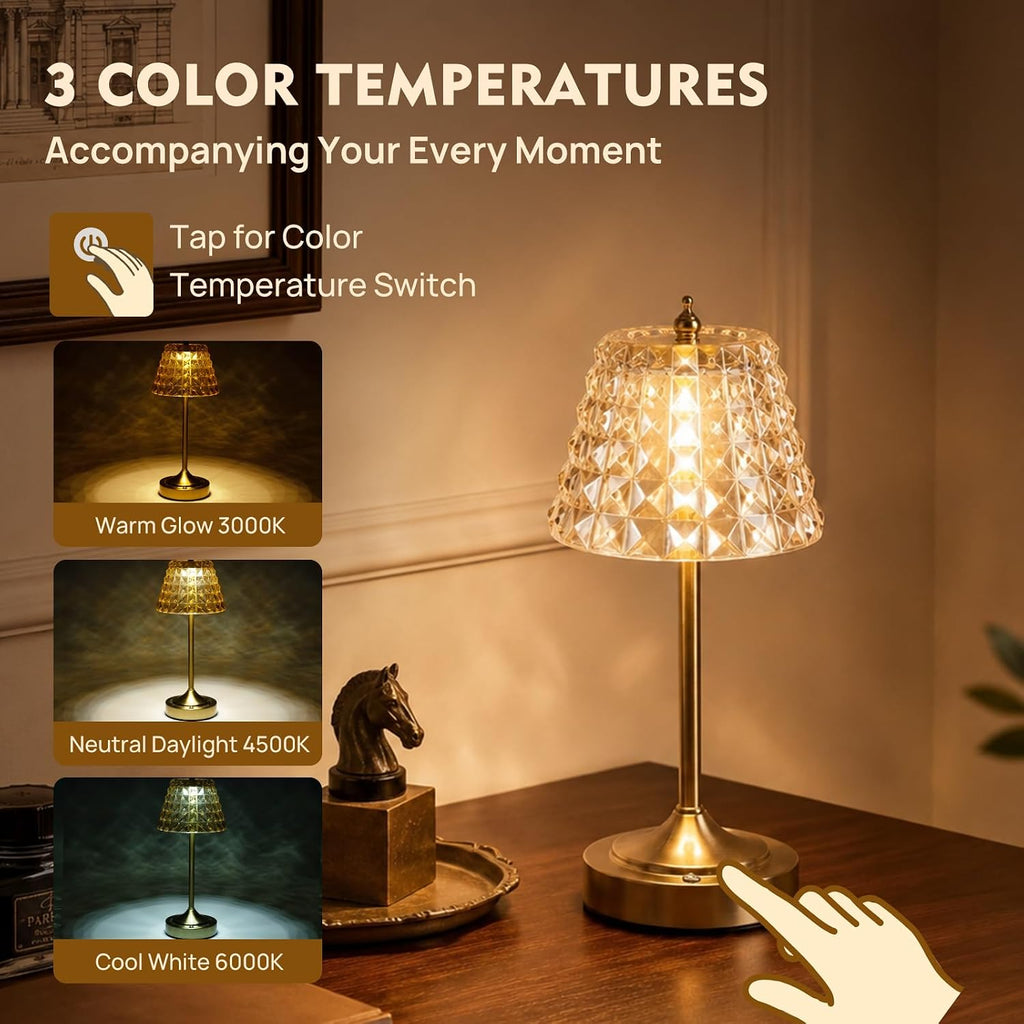 Flower Battery Operated Rechargeable Lamp Cordless, Rhombic, Amber