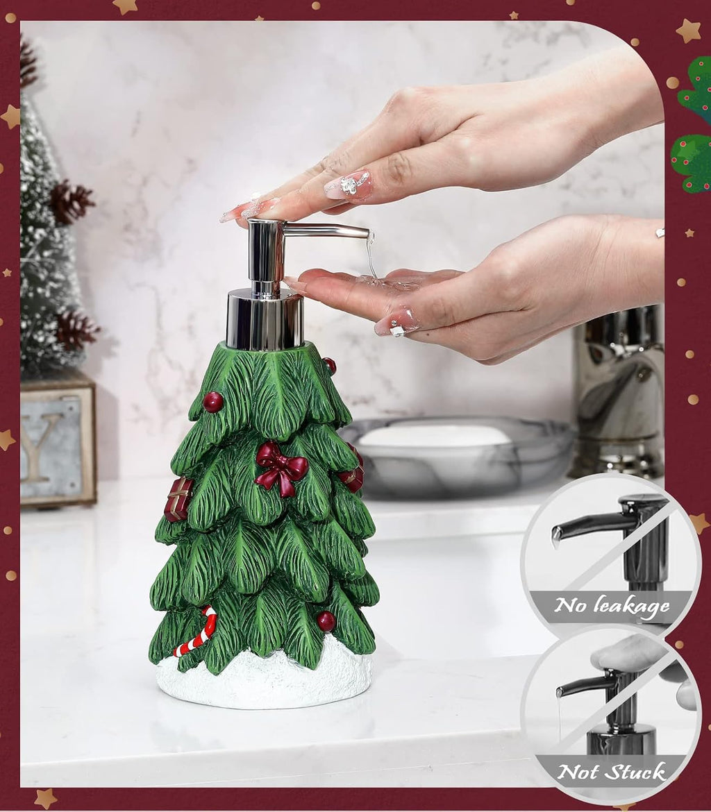 Emibele Christmas Tree Lotion Dispenser, Resin Hand Soap Dispenser Bottle