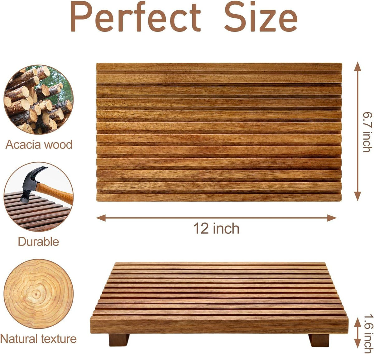 Acacia Wood Pedestal Stand Bathroom Tray Organizer Kitchen Counter Decor