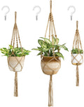 Mkono 3 Pack Macrame Plant Hanger, Hanging Planters for Indoor Plants Brown