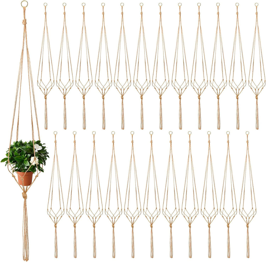 Newwiee 20 Pcs 48 Inches Macrame Plant Hangers Jute Rope Plant Holder Plant Hanger Indoor Rope Plant Hanger for Home Indoor Outdoor Garden Planter Flower Pot Holder Basket