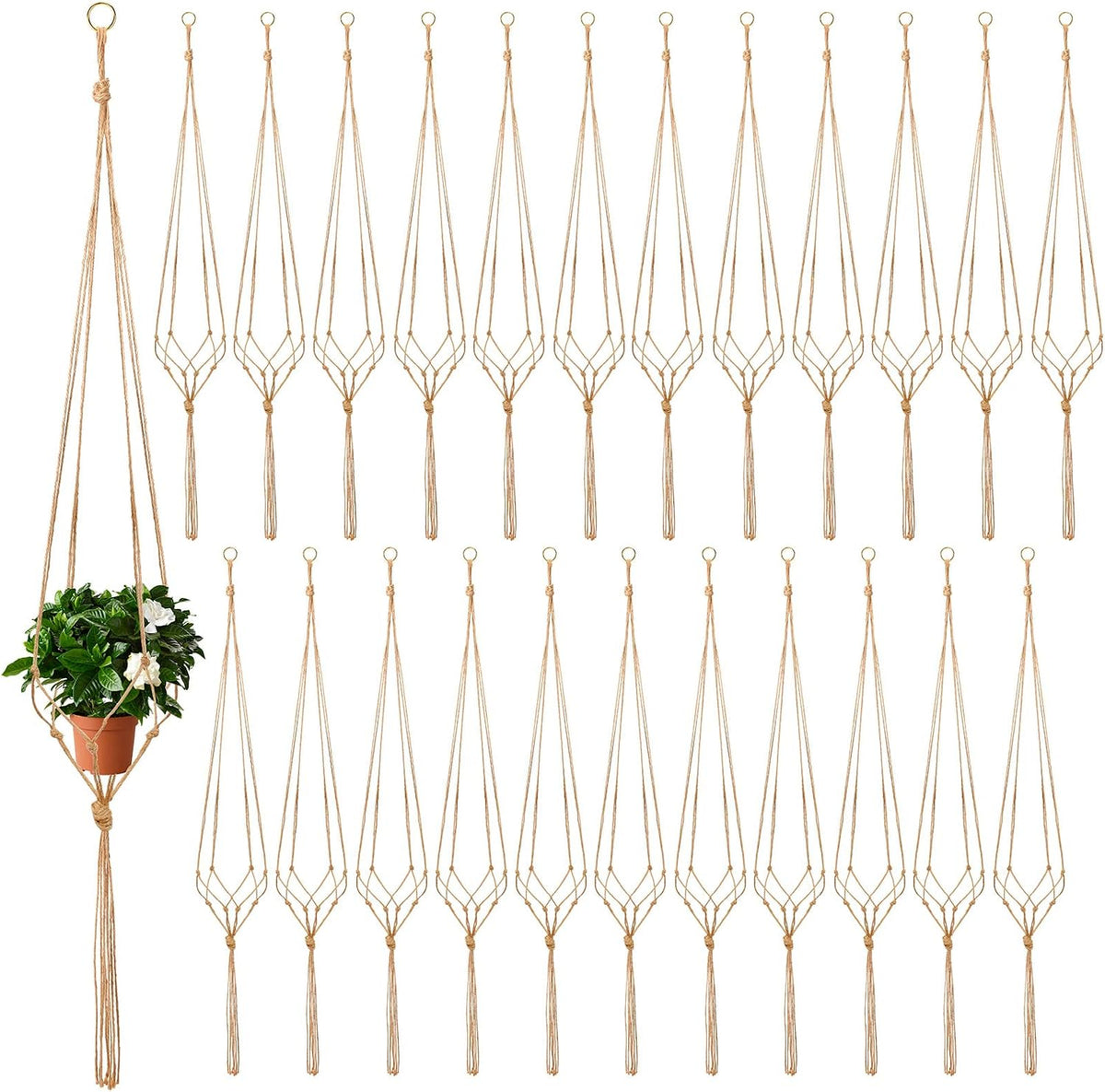 Newwiee 20 Pcs 48 Inches Macrame Plant Hangers Jute Rope Plant Holder Plant Hanger Indoor Rope Plant Hanger for Home Indoor Outdoor Garden Planter Flower Pot Holder Basket