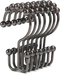 Shower Curtain Hooks, Goowin Shower Curtain Rings, Stainless Steel Shower Curtain Hooks Rust Proof Free Sliding Double Shower Hooks for Curtain, Shower Curtains & Liners (Bronze)