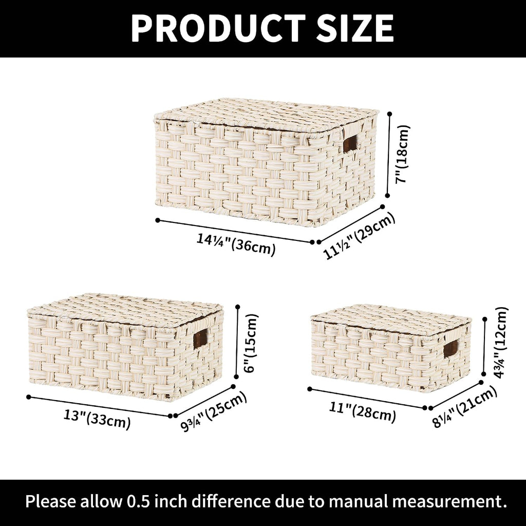 GRANNY SAYS Wicker Baskets with Lids, Woven Storage Basket with Lid