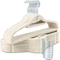 Sishynio Velvet Hangers 30 Pack, Ivory Slim Non-Slip Clothes Hangers