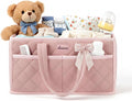 Diaper Caddy Organizer For Changing Table,Dutch Velvet Baby Diaper Caddy With 3 Removable Compartments &4 Side Pockets,Portable Diaper Basket For Car Organizer,Nursery Organizer For Essential Supplies