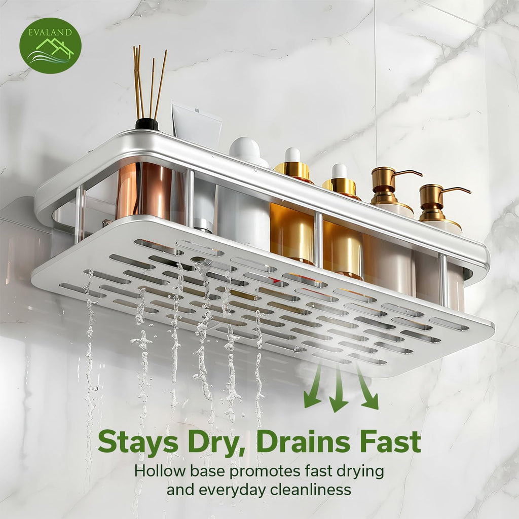 EVALAND Self Adhesive Shower Caddy Organizer 2-Pack No-Drill Storage