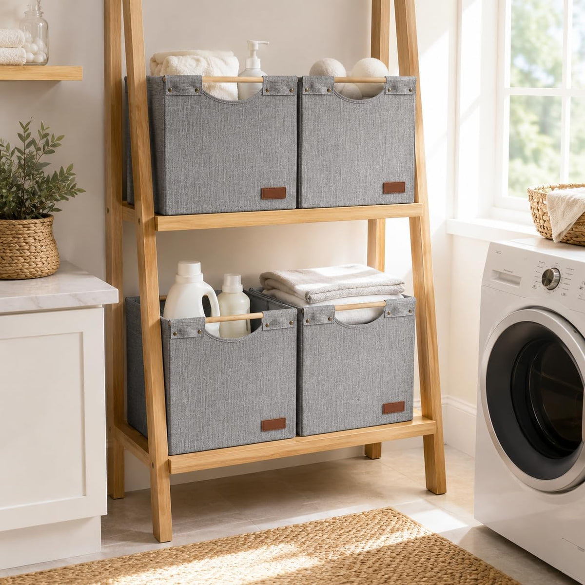 KAKAMAY Cube Storage Bin 13x15x13 Storage Cubes for Kallax 4-Pack Grey