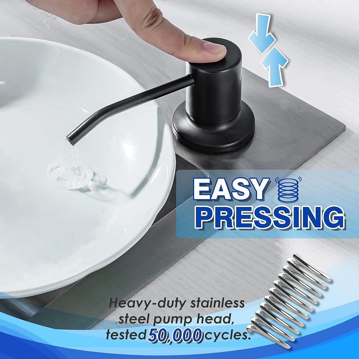 Built in Soap Dispenser for Kitchen Sink WEWE, Matte Black