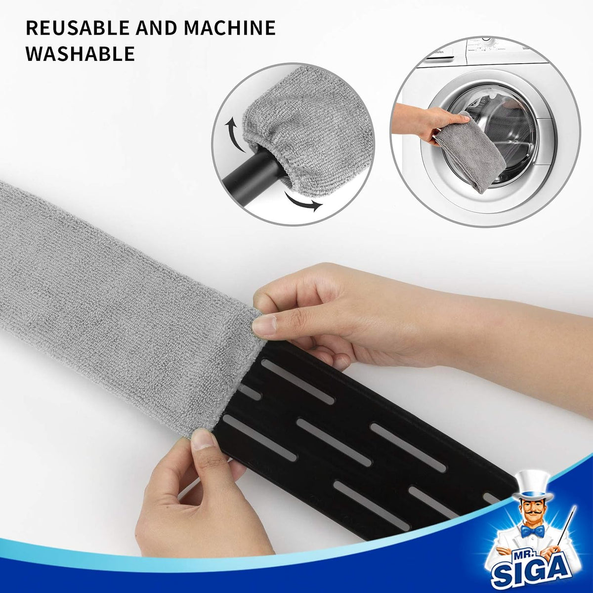 MR.SIGA Microfiber Gap Duster with Stainless Steel Adjustable Handle