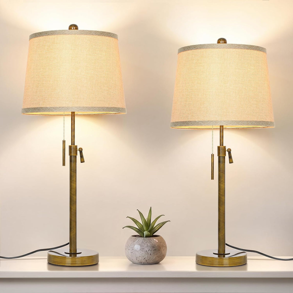 JUNNAI Antique Bronze Table Lamps Set of 2