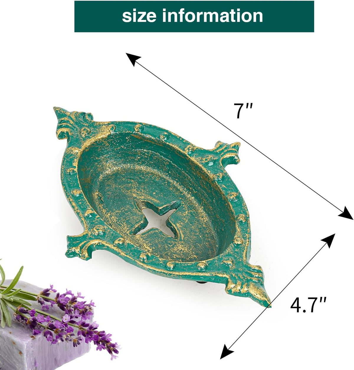 Sungmor Heavy Duty Cast Iron Soap Holder, Starfish Shape & Antique Green