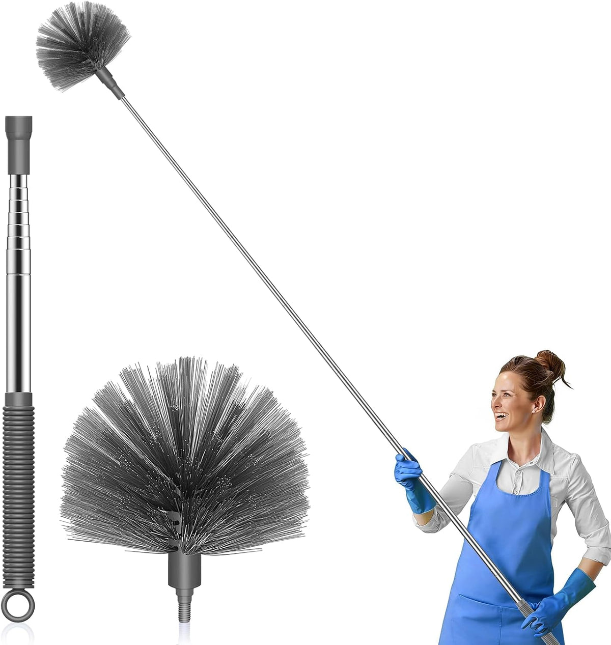 SetSail Cobweb Duster with Extension Pole, for Cobweb Cleaning, Gray