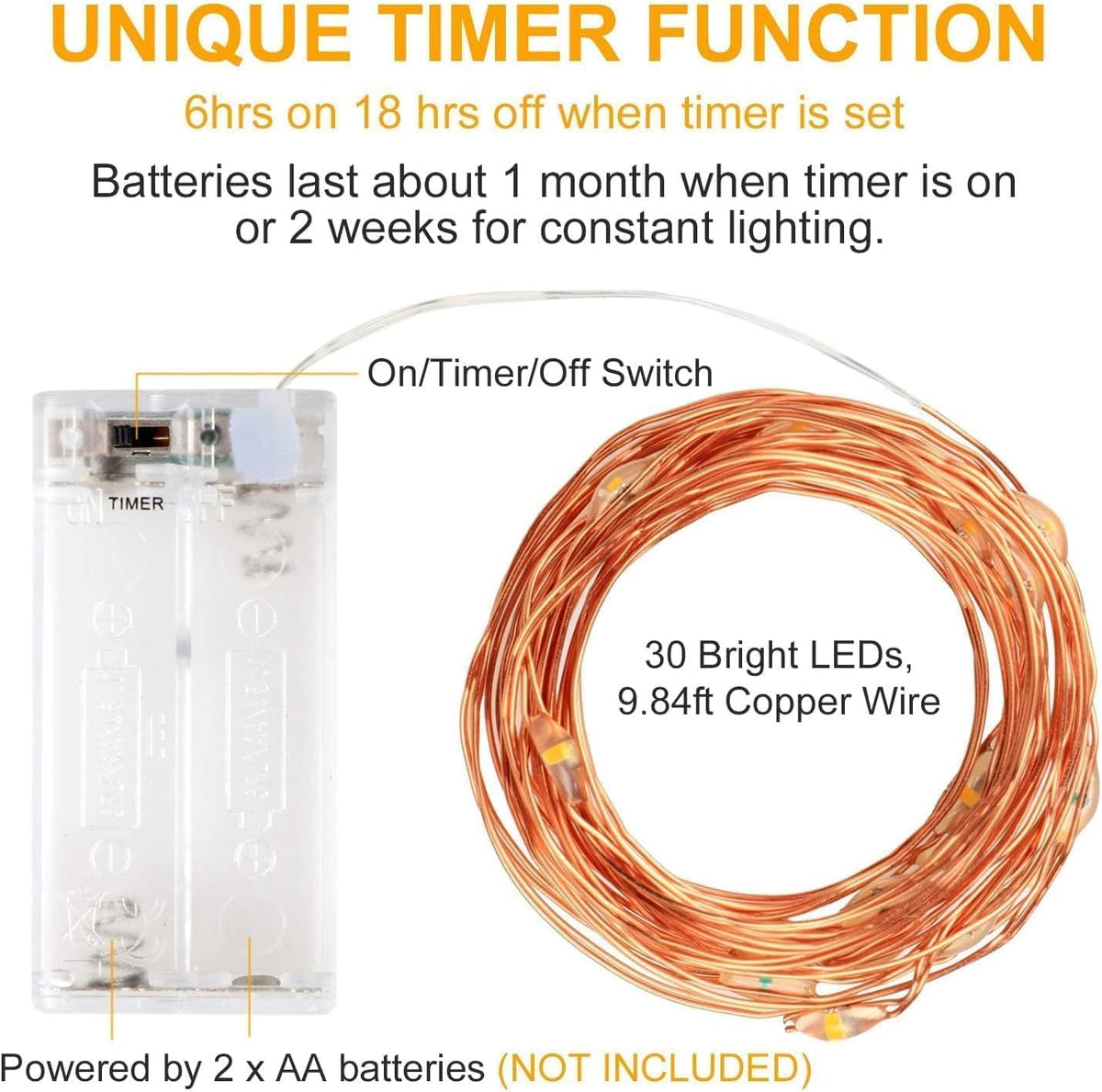 innotree 6 Pack LED Fairy String Lights Battery Operated with Timer