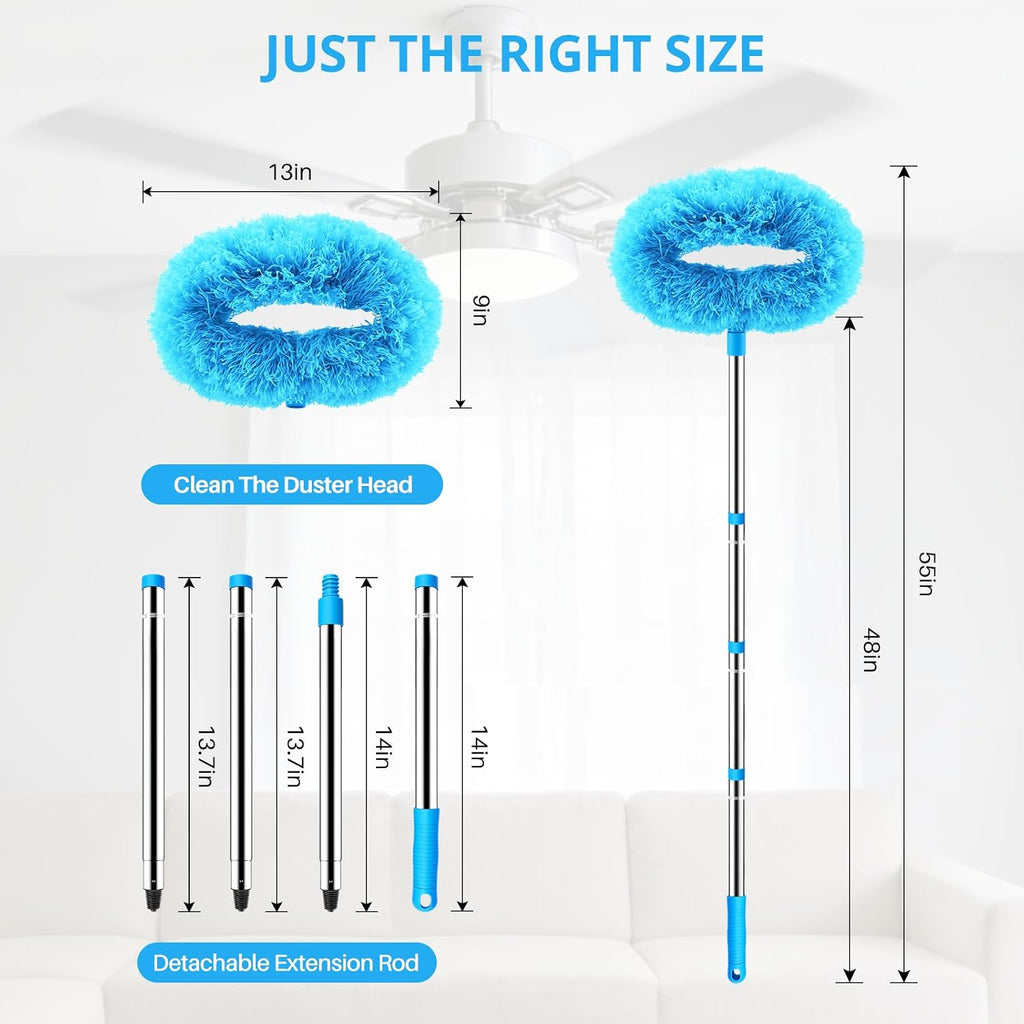 SetSail Ceiling Fan Cleaner Duster, with Extension Pole for Cleaning, Blue
