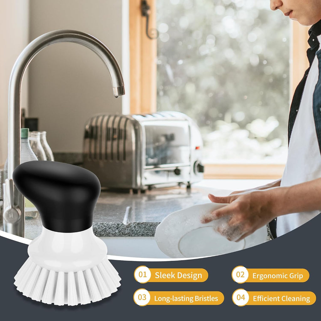 MR.SIGA Dish Scrub Brush, Palm Brush Dish Scrubber, White, Pack of 2