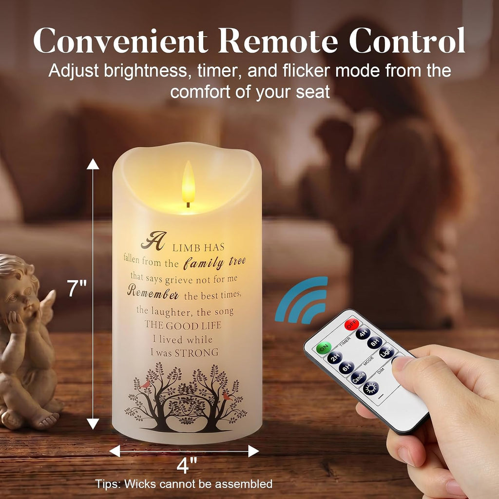 Homemory 4x7 Flameless Memorial Candle Sympathy Gifts for Loss of Loved One