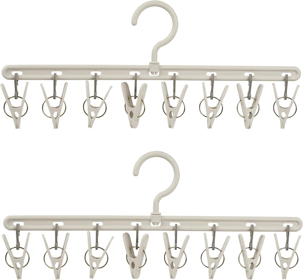 Foshine Clothes Hanger 2 Pack with 8 Clips,Clothes Drying Racks for Drying