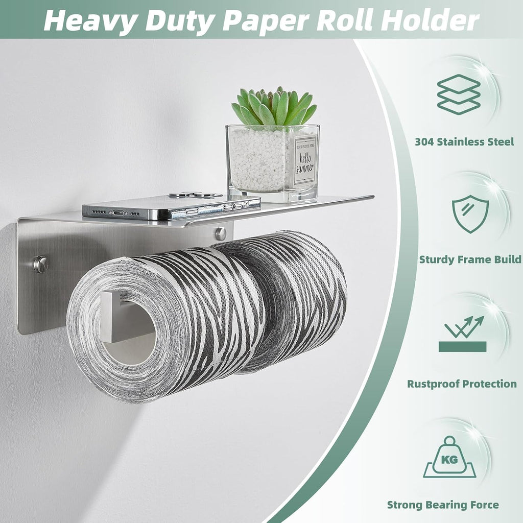 APLusee Dual Roll Toilet Paper Holder, Brushed Nickel, 304 Stainless Steel