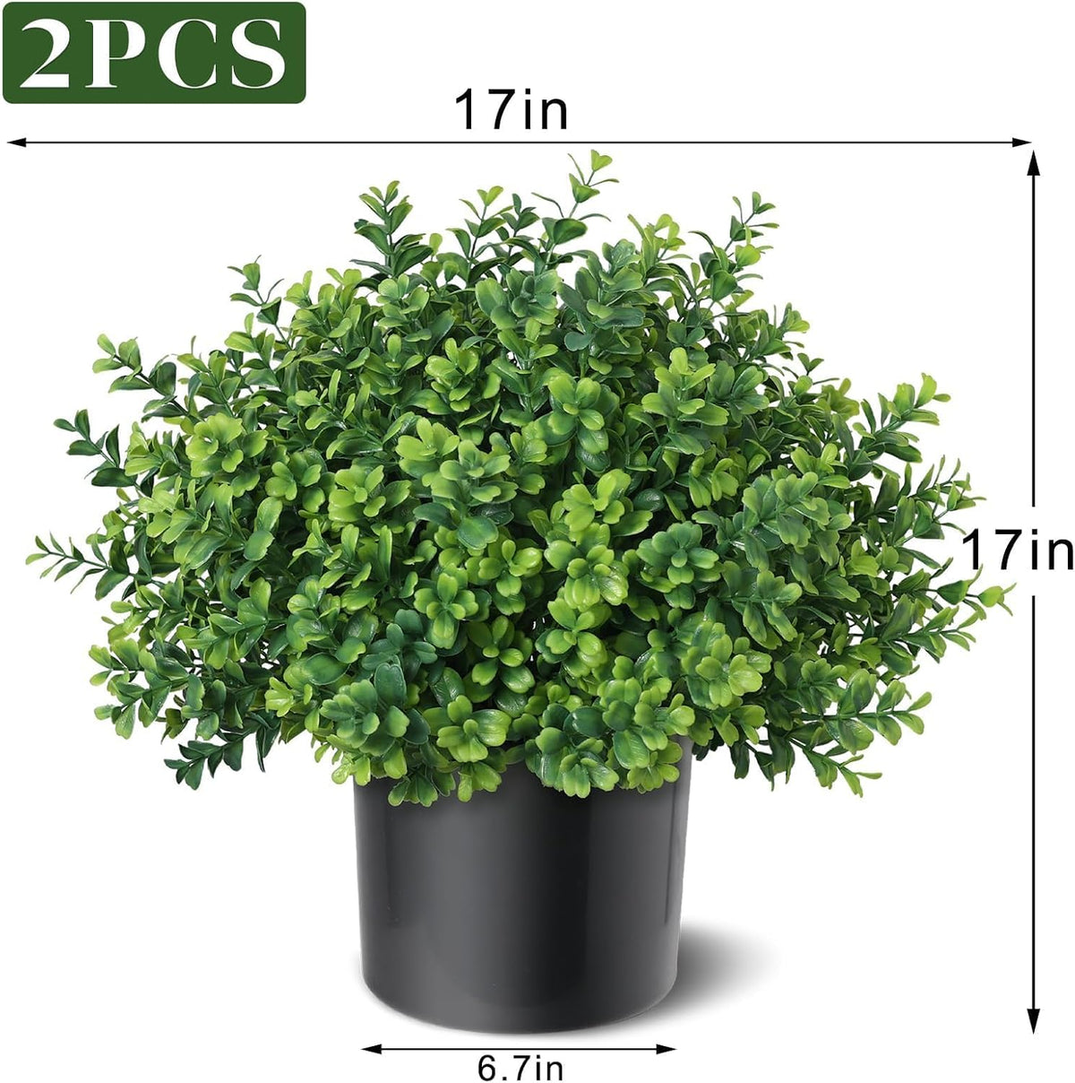 2 Sets of Artificial Boxwood Topiary Trees for Front Door Decoration(Green)