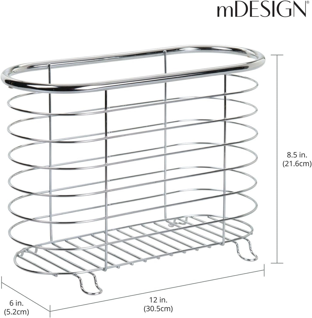 mDesign Steel Magazine Holder Storage Organizer Bin - for Bathroom, Living Room, Home Office Organization - Holds Papers, Books, Files, Folders - Omni Collection - Chrome