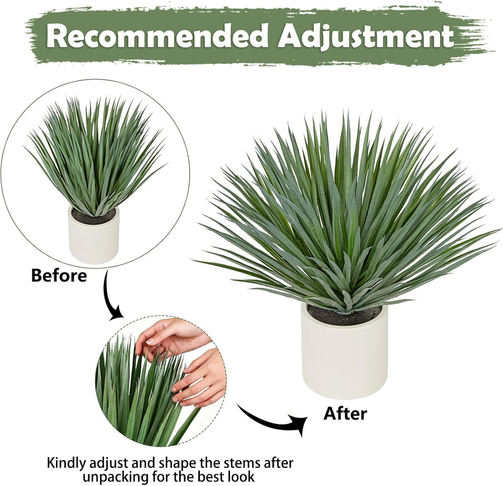 Briful Large Agave Plant Artificial in Resin White Pot, 26.3in Outdoor Fake Agave Plant Realistic Artificial Agave Cactus for Indoor Home Office Garden Front Patio Decor