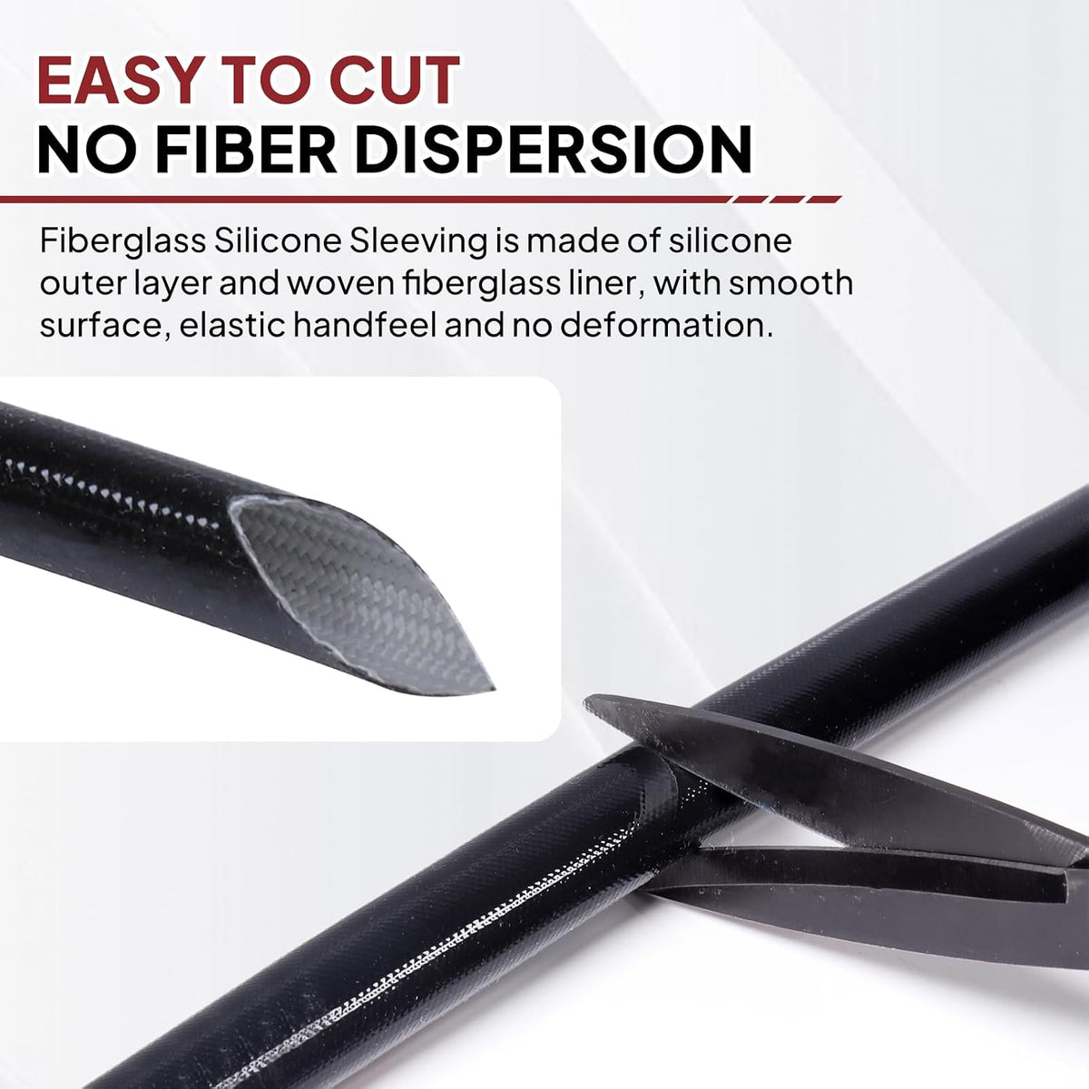 Silicone Fiberglass Sleeve Heat Shield Wire Protective High Temperature Electrical Insulation Self-extinguishing Black (9/16"-9ft)