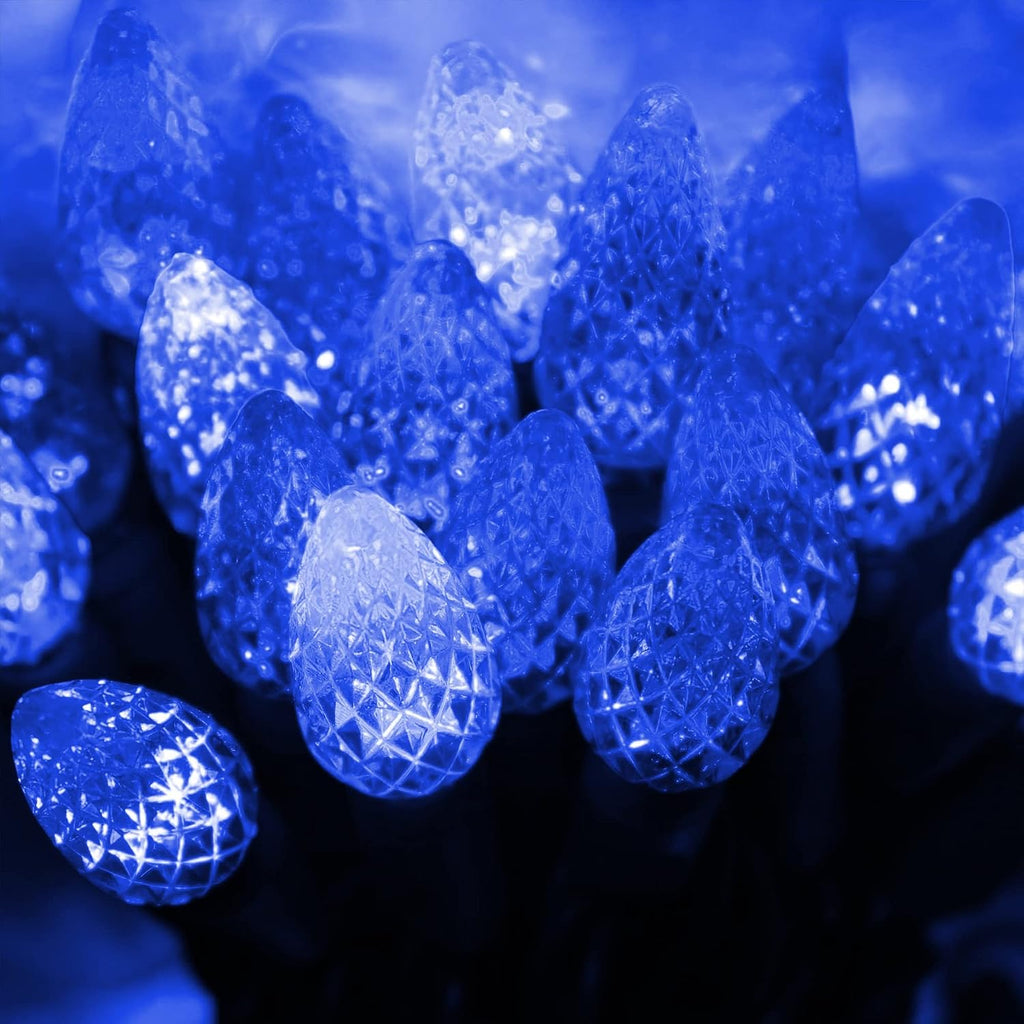 Dazzle Bright 100 LED C6 33 FT Waterproof Connectable Green Wire Fairy Lights, 8 Modes Christmas String Lights for Indoor Outdoor Home Garden Yard Xmas Tree Decorations (Blue)