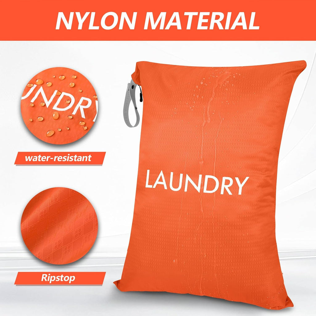 Travel Laundry Bag with Zipper, Nylon Lightweight Dirty Clothes Organizer
