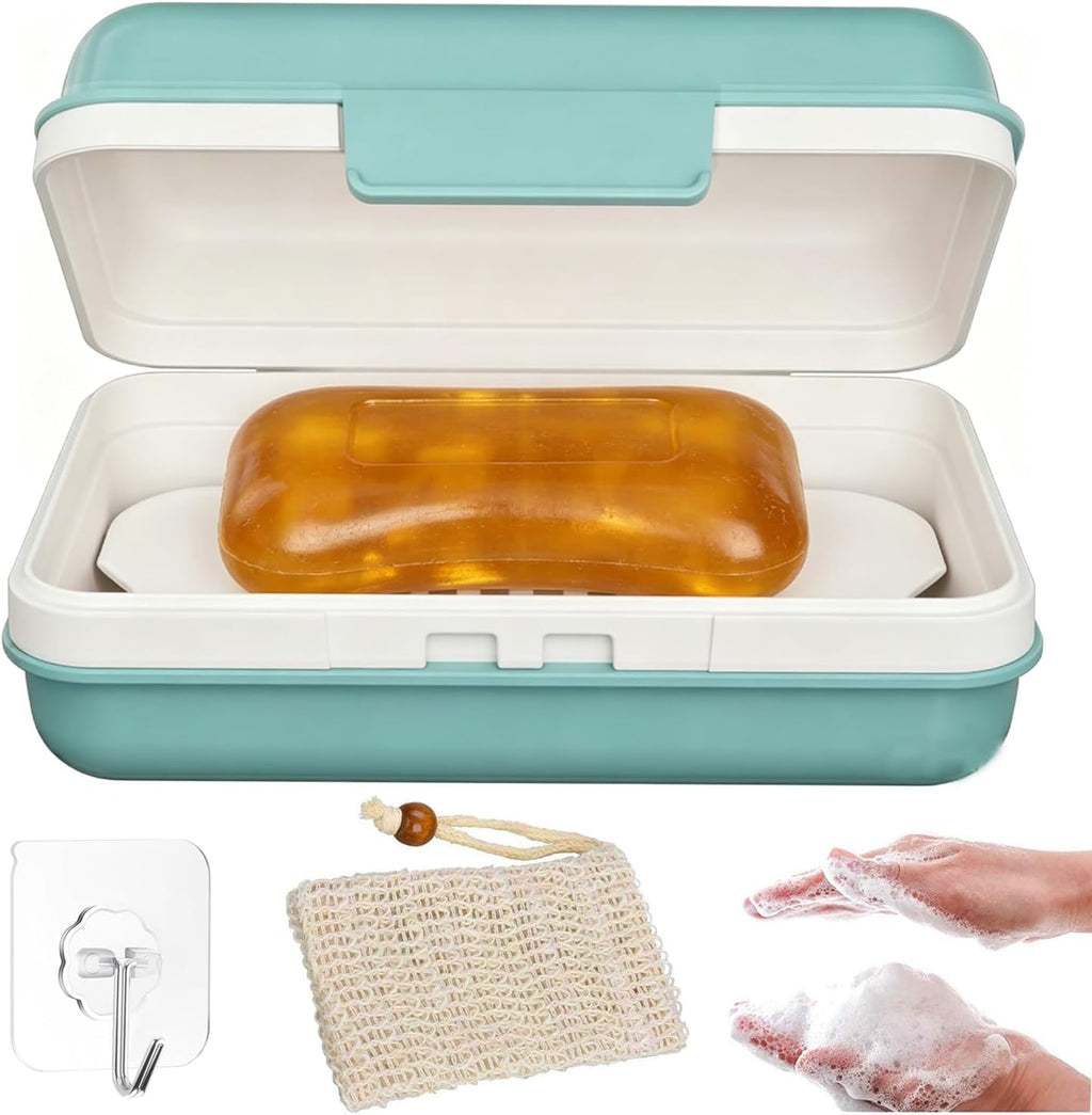 Bar Soap Holder Dish with Lid for Shower Bathroom Soap Dish Case for Travel Bar Soap Travel Case Soap Container Box Case Bar Soap Holder for Bathroom,Home, Gym,Hiking,Camping Leak-Proof Keep Dry-Blue