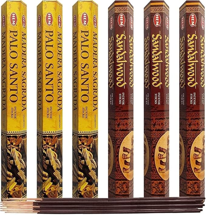 Palo Santo & Sandalwood Incense Sticks & Holder Bundle Variety Pack from Hem Trumiri Insense Insence
