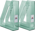 Acrimet Magazine File Holder, Vertical Desk Organizer, Clear Green, 2 Pack