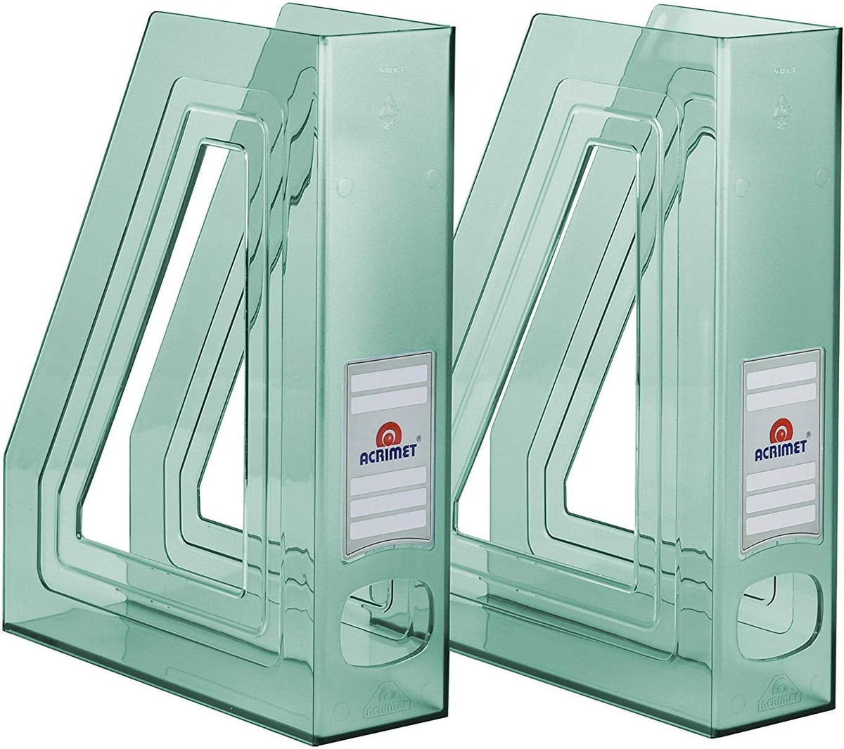 Acrimet Magazine File Holder, Vertical Desk Organizer, Clear Green, 2 Pack
