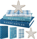 Thyle Summer Decorative Faux Books Set, Storage Boxes with Wood Starfish