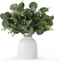 Fake Eucalyptus Plants 20 Stems in Ceramic Vase for Indoor Home Decor